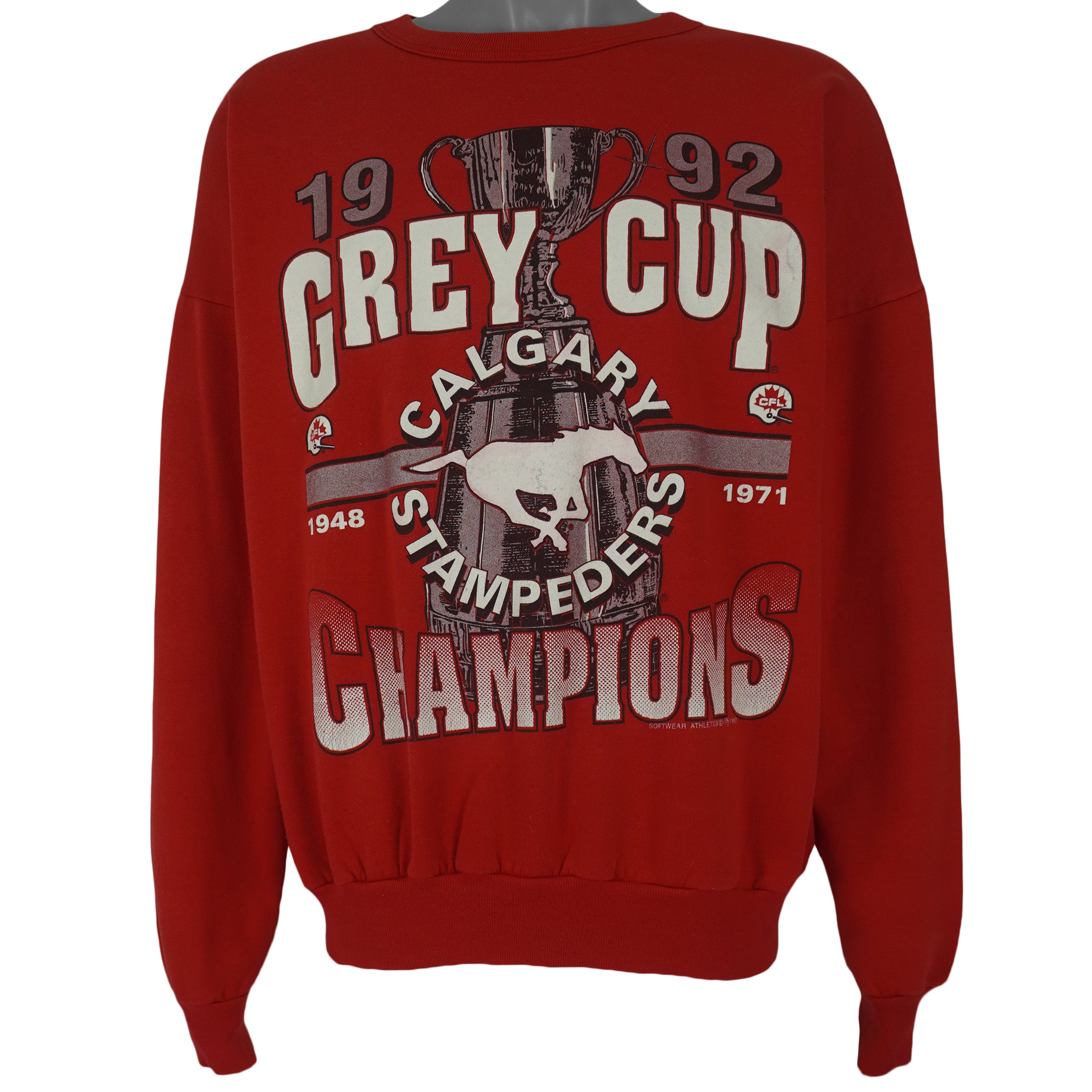CFL (Softwear Athletics) - Calgary Stampeders Crew Neck Sweatshirt 1992 X-Large Vintage Retro Football