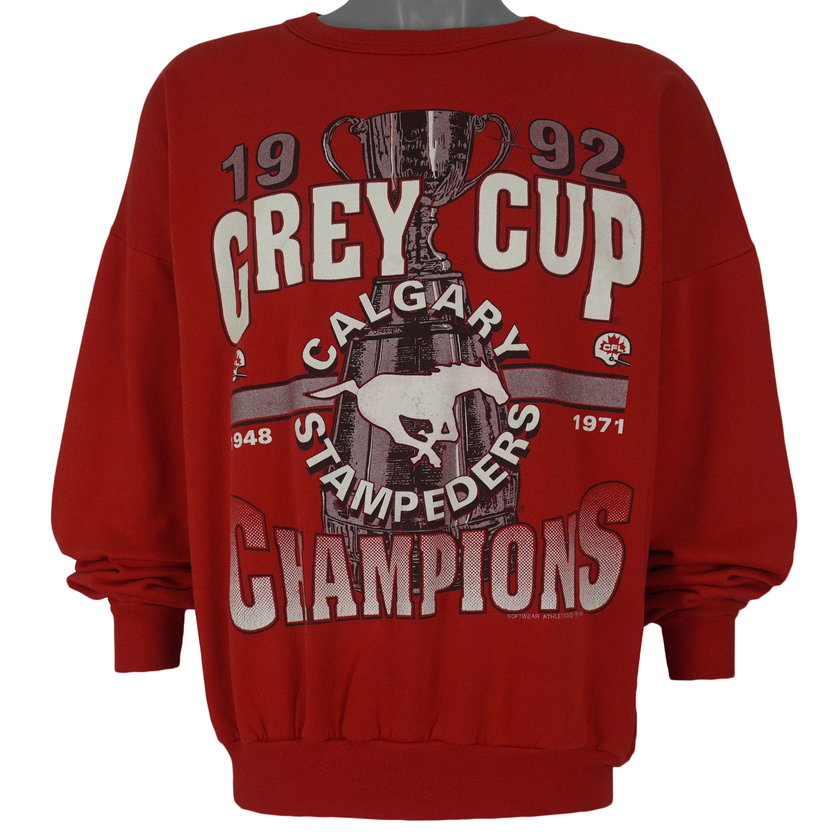 CFL (Softwear Athletics) - Calgary Stampeders Crew Neck Sweatshirt 1992 X-Large Vintage Retro Football