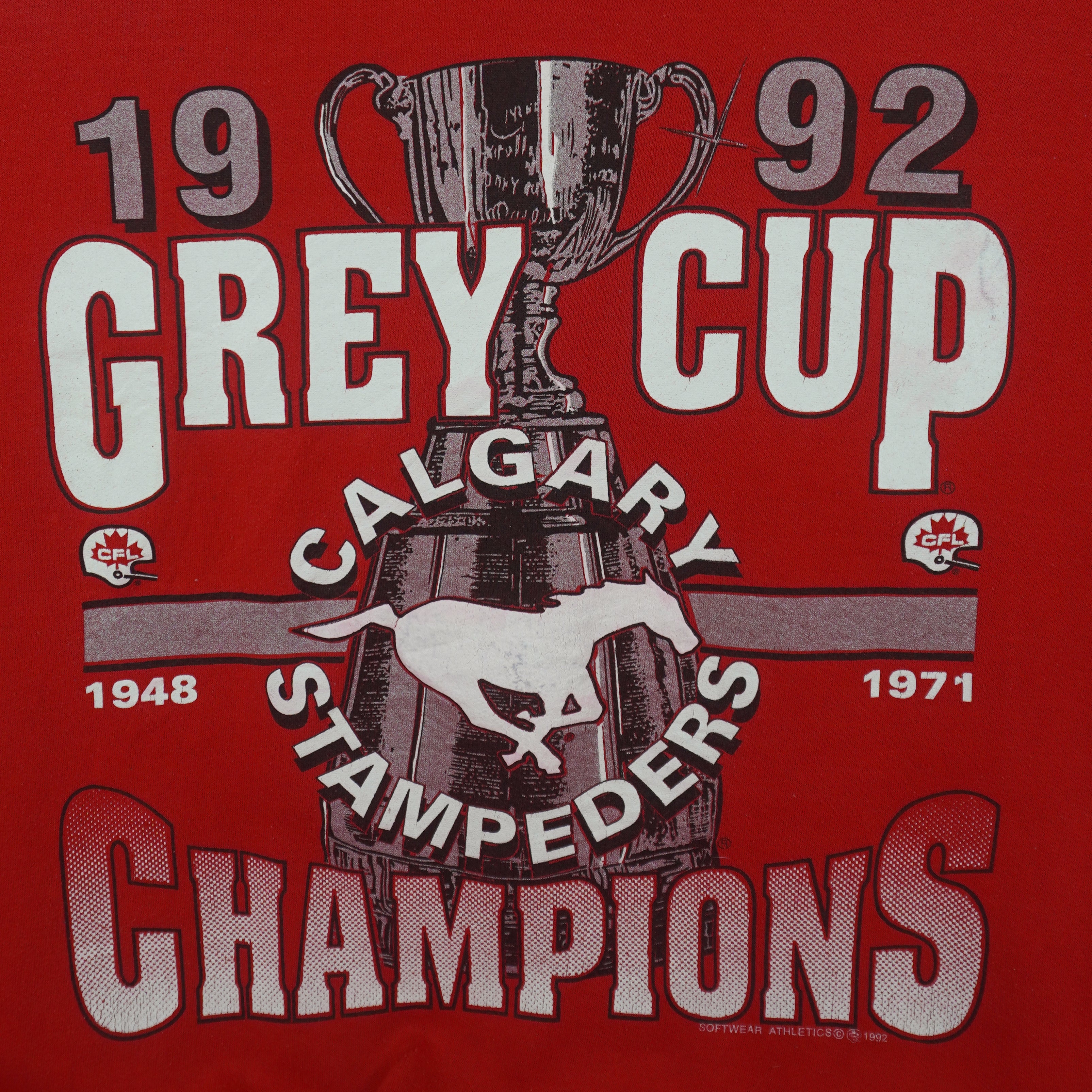 CFL (Softwear Athletics) - Calgary Stampeders Crew Neck Sweatshirt 1992 X-Large Vintage Retro Football