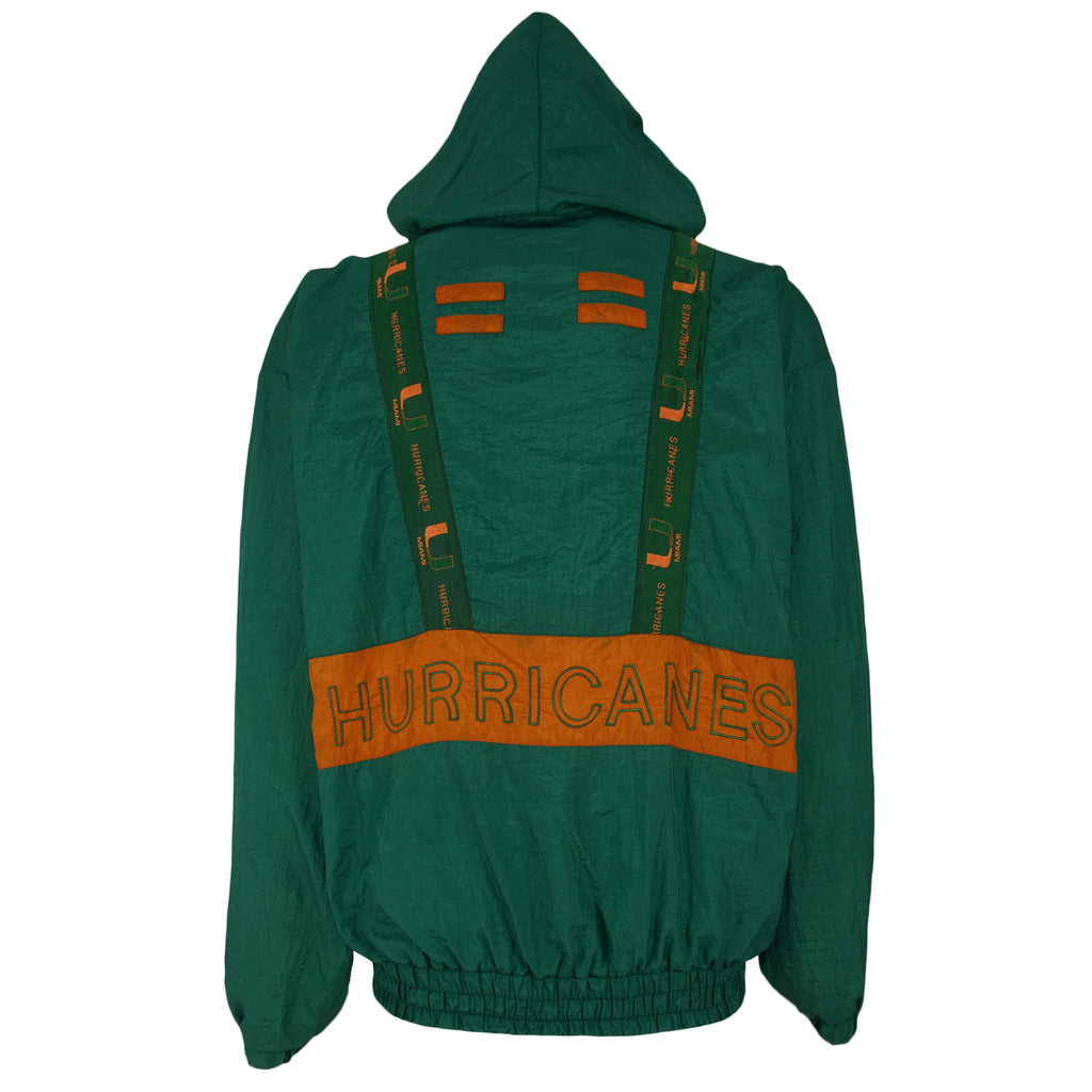 NCAA (Turbo Sportwear) - Miami Hurricanes Hooded Windbreaker 1990s Medium Vintage Retro