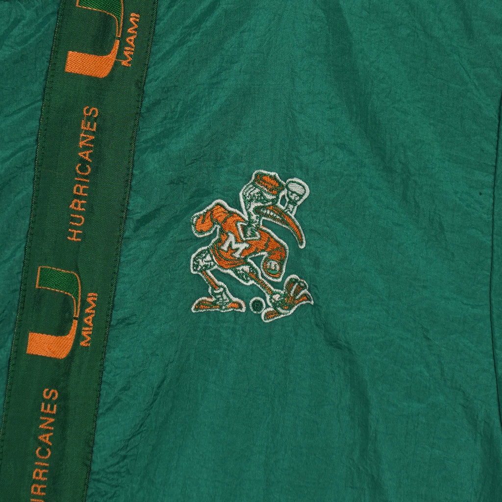 NCAA (Turbo Sportwear) - Miami Hurricanes Hooded Windbreaker 1990s Medium Vintage Retro