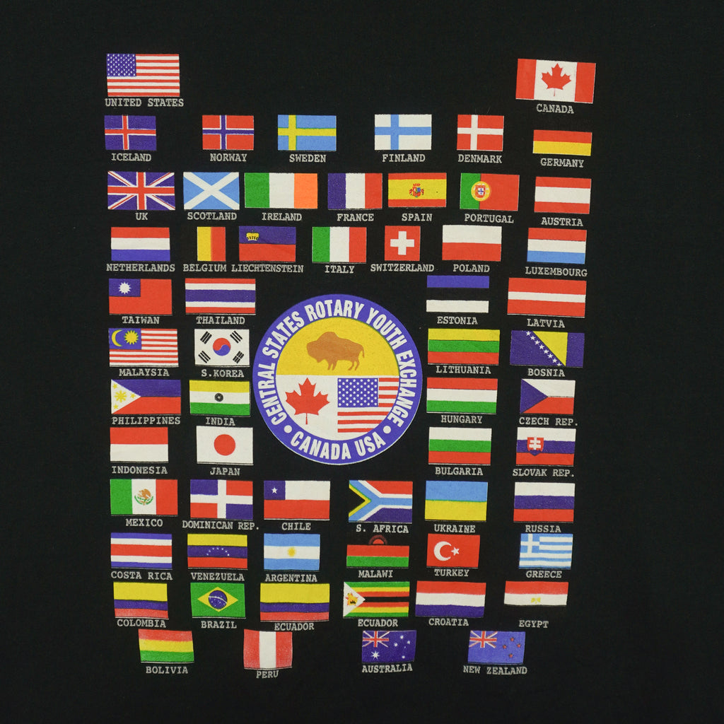 Vintage (Jerzees) - Central States Rotary Youth Exchange Flags T-Shirt 1990s X-Large Vintage Retro