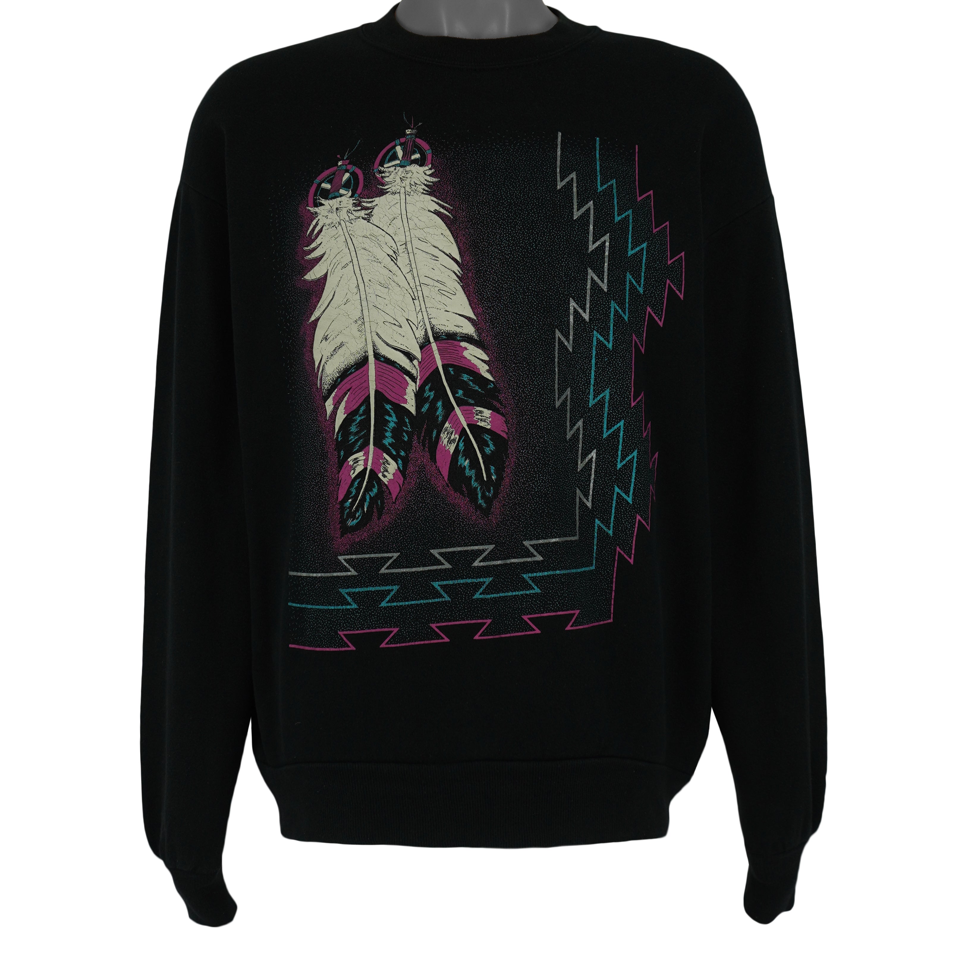 Vintage (Jerzees) - Native Americans Art Crew Neck Sweatshirt 1990s Large Vintage Retro