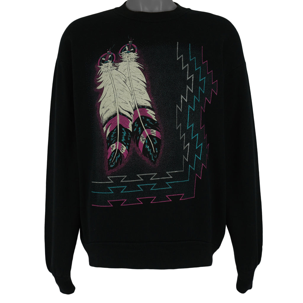 Vintage (Jerzees) - Native Americans Art Crew Neck Sweatshirt 1990s Large Vintage Retro