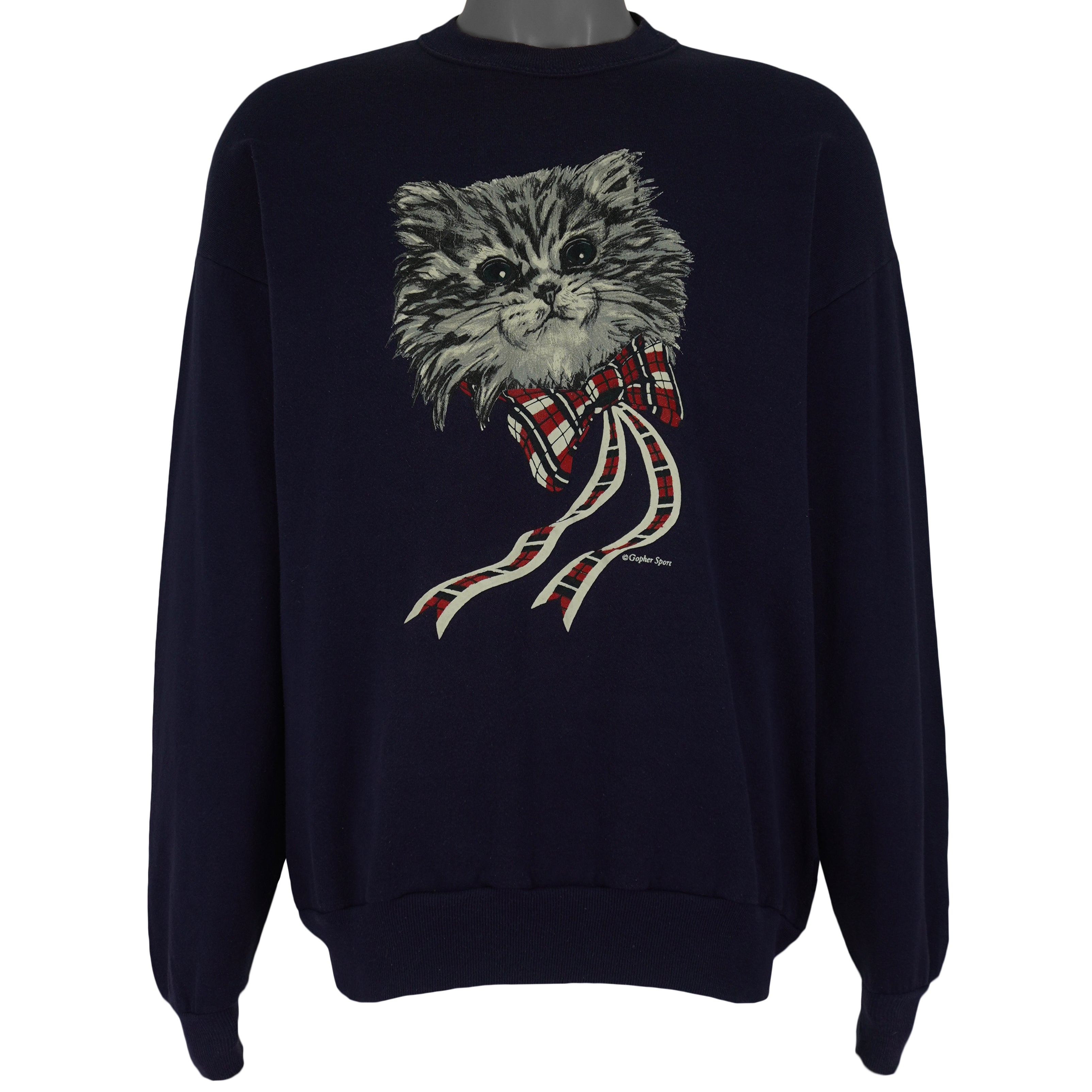 Vintage (Gopher Sport) - Blue Cats Crew Neck Sweatshirt 1990s X-Large Vintage Retro