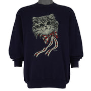 Vintage (Gopher Sport) - Blue Cat Crew Neck Sweatshirt 1990s X-Large Vintage Retro