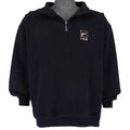 FILA - Navy Blue Embroidered 1/4 Zip Sweatshirt 1990s Large Vintage Retro