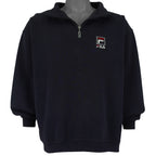FILA - Navy Blue Embroidered 1/4 Zip Sweatshirt 1990s Large Vintage Retro