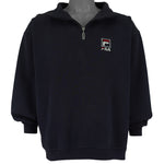 FILA - Navy Blue Embroidered 1/4 Zip Sweatshirt 1990s Large Vintage Retro