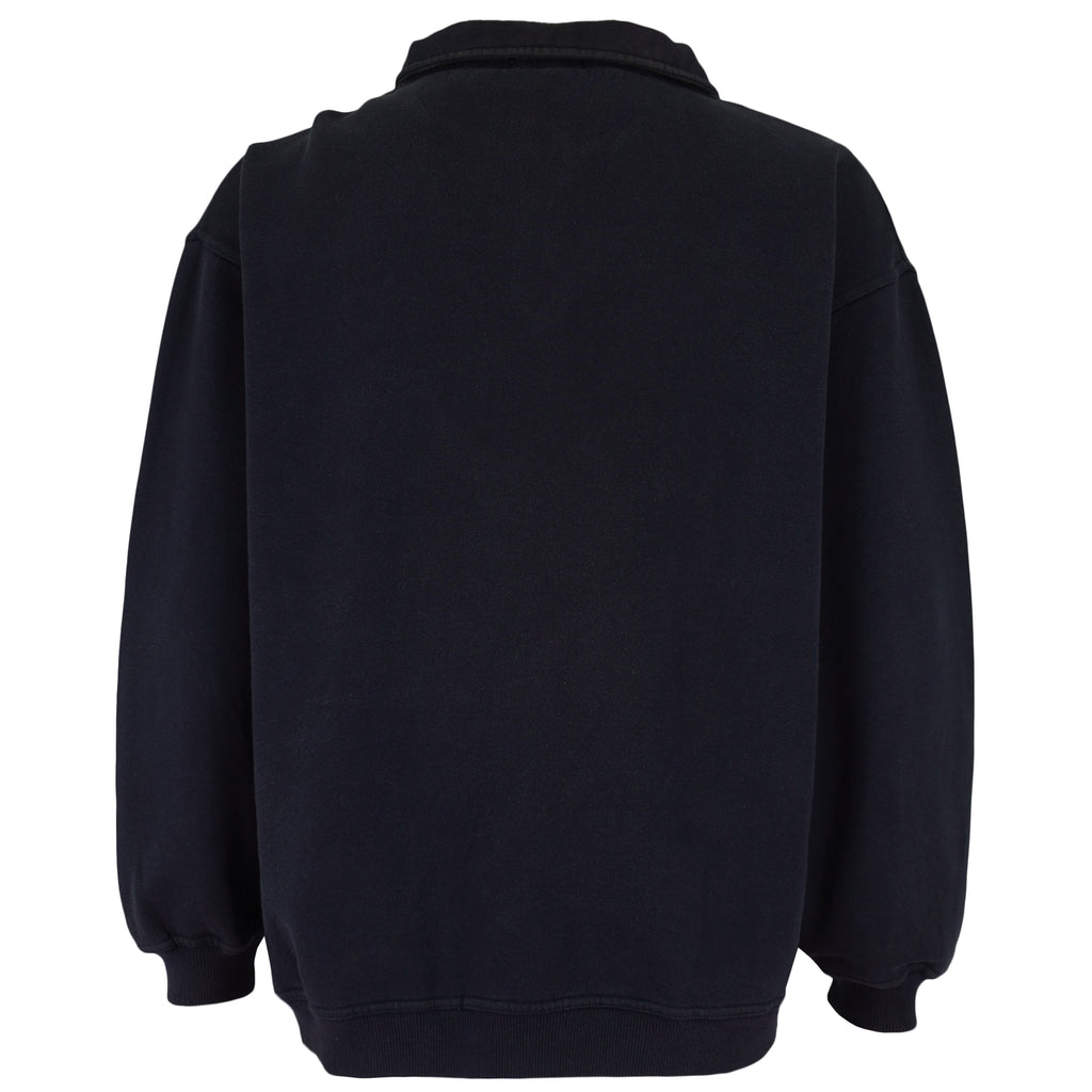 FILA - Navy Blue Embroidered 1/4 Zip Sweatshirt 1990s Large Vintage Retro