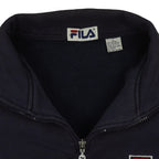 FILA - Navy Blue Embroidered 1/4 Zip Sweatshirt 1990s Large Vintage Retro