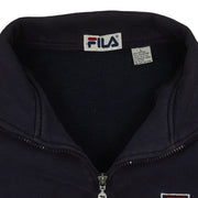 FILA - Navy Blue Embroidered 1/4 Zip Sweatshirt 1990s Large Vintage Retro