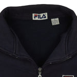 FILA - Navy Blue Embroidered 1/4 Zip Sweatshirt 1990s Large Vintage Retro