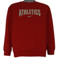 Nike - Red Athletics Spell-Out Crew Neck Sweatshirt 1990s Large Youth Vintage Retro
