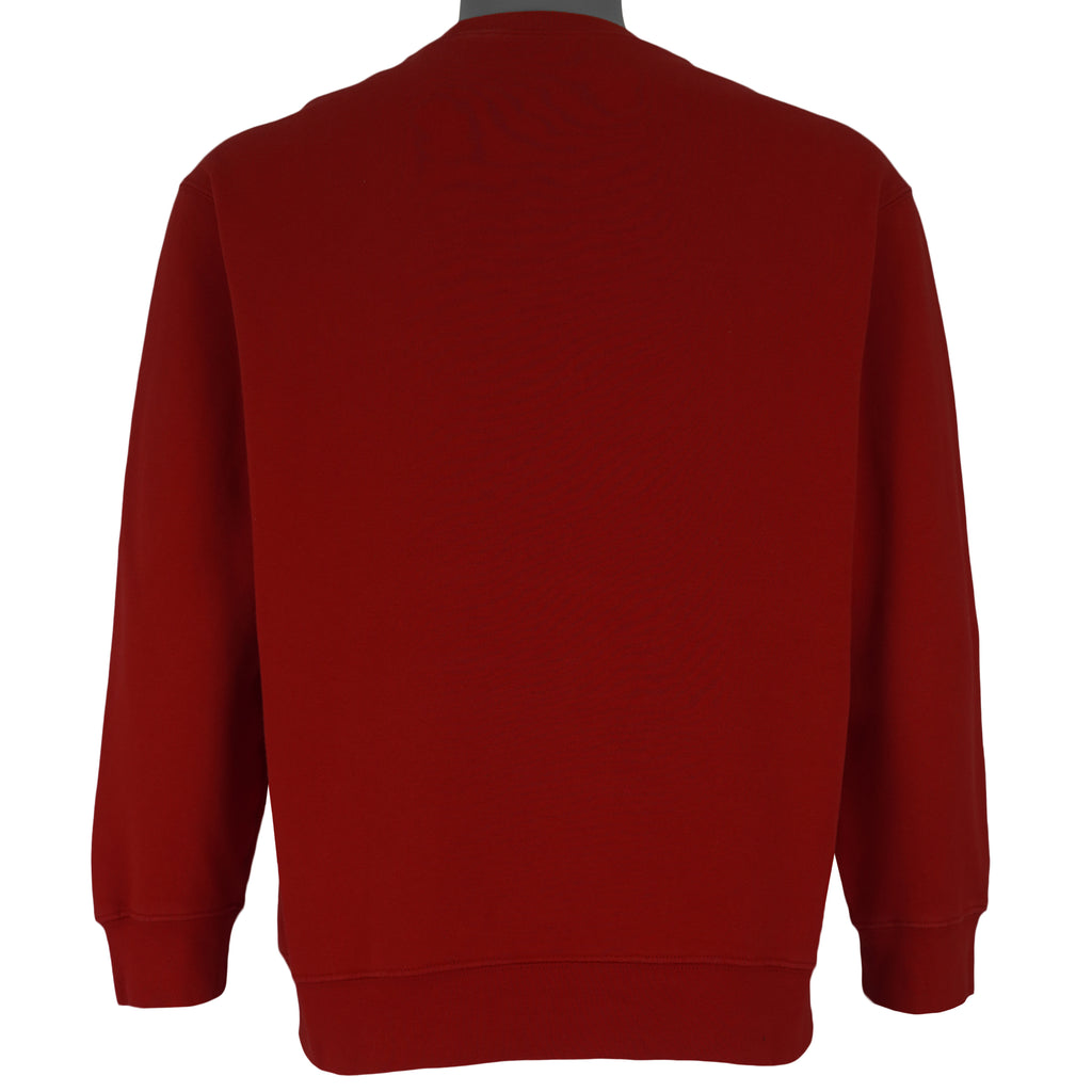 Nike - Red Athletics Spell-Out Crew Neck Sweatshirt 1990s Large Youth Vintage Retro