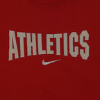 Nike - Red Athletics Spell-Out Crew Neck Sweatshirt 1990s Large Youth Vintage Retro