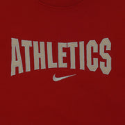 Nike - Red Athletics Spell-Out Crew Neck Sweatshirt 1990s Large Youth Vintage Retro