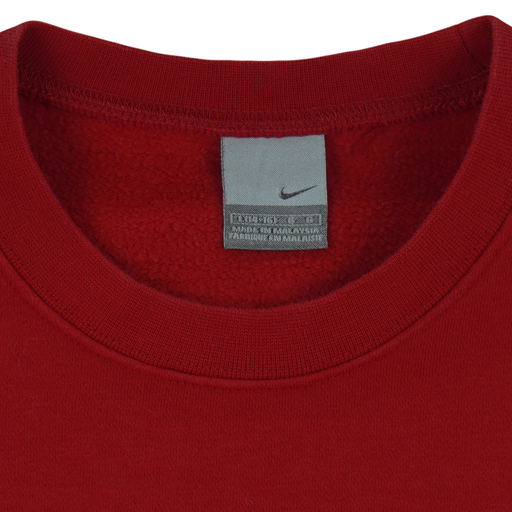 Nike - Red Athletics Spell-Out Crew Neck Sweatshirt 1990s Large Youth Vintage Retro