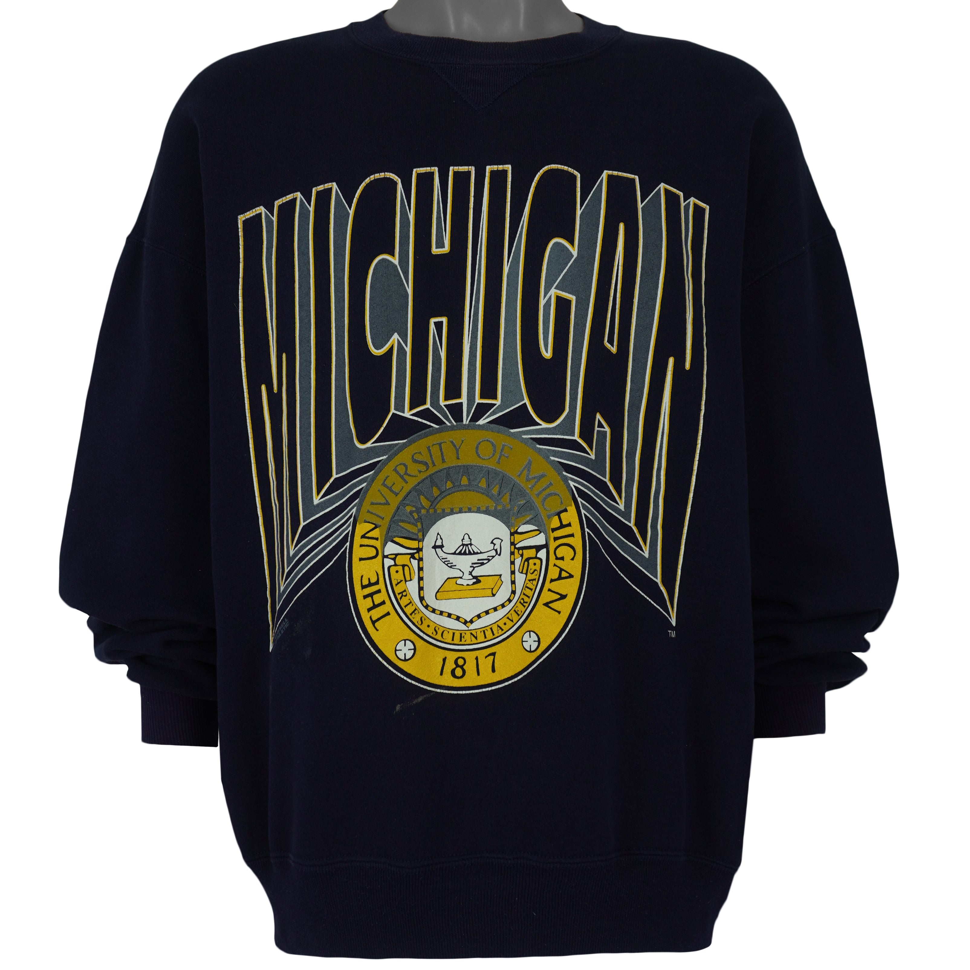NCAA (Russel Athletic) - Michigan Wolverines Crew Neck Sweatshirt 1990s X-Large Vintage Retro