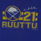 NHL (Nutmeg Mills) - Buffalo Sabres Christian Ruuttu Autographed T-Shirt 1990 X-Large Vintage Retro Hockey