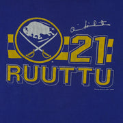 NHL (Nutmeg Mills) - Buffalo Sabres Christian Ruuttu Autographed T-Shirt 1990 X-Large Vintage Retro Hockey