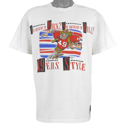 NFL (Nutmeg Mills) - San Francisco 49ers Style Caricature T-Shirt 1990s Large
