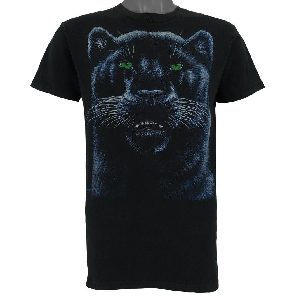 Vintage (Made At The Beach) - Black Panther Animal Print T-Shirt 1994 Medium Vintage Retro
