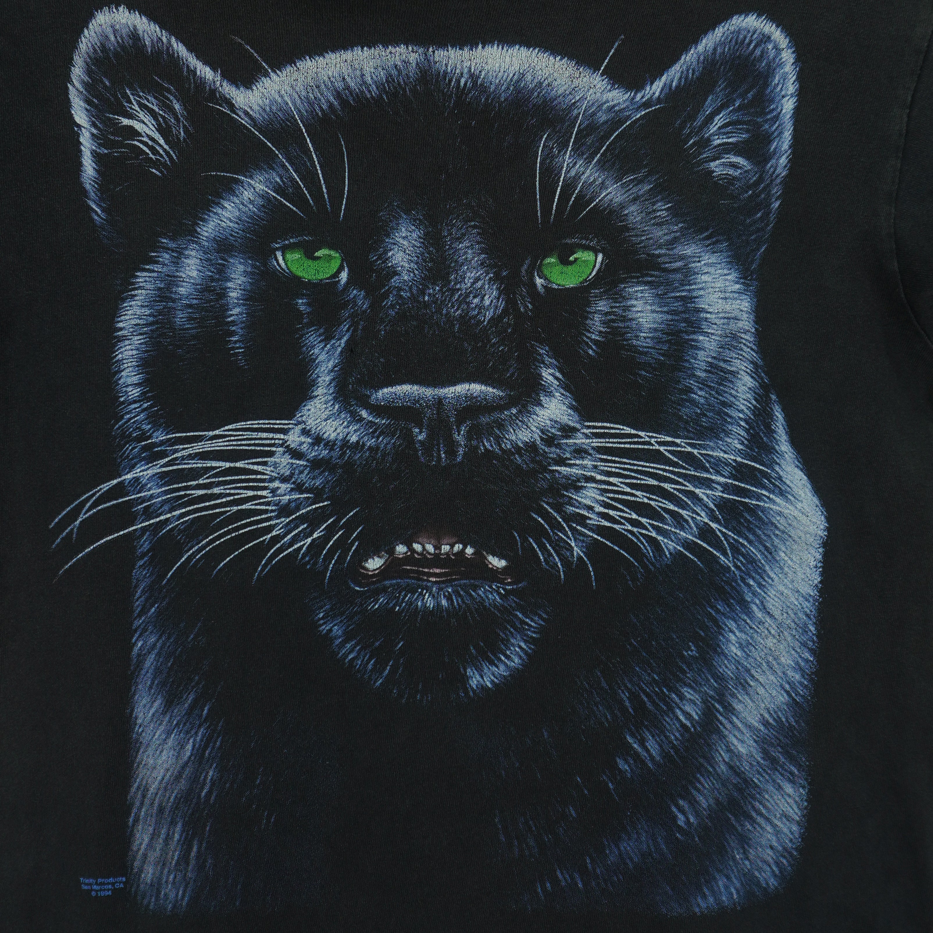 Vintage (Made At The Beach) - Black Panther Animal Print T-Shirt 1994 Medium Vintage Retro