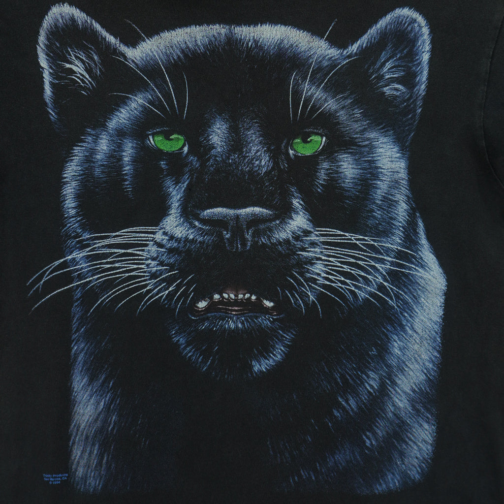 Vintage (Made At The Beach) - Black Panther Animal Print T-Shirt 1994 Medium Vintage Retro