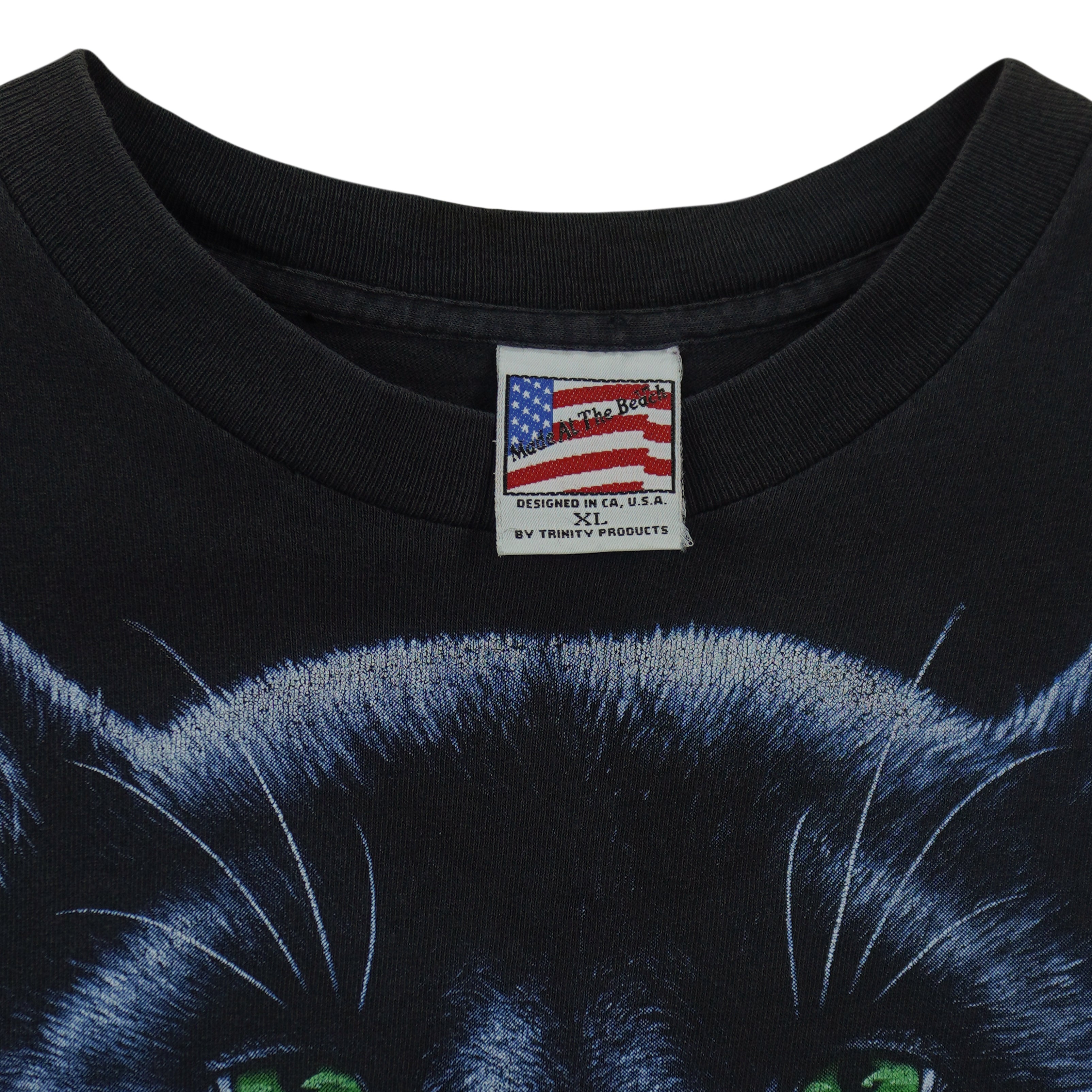 Vintage (Made At The Beach) - Black Panther Animal Print T-Shirt 1994 Medium Vintage Retro