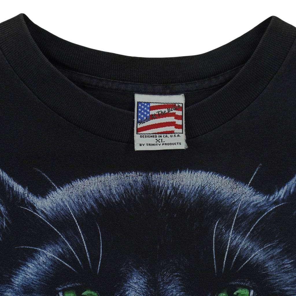Vintage (Made At The Beach) - Black Panther Animal Print T-Shirt 1994 Medium Vintage Retro