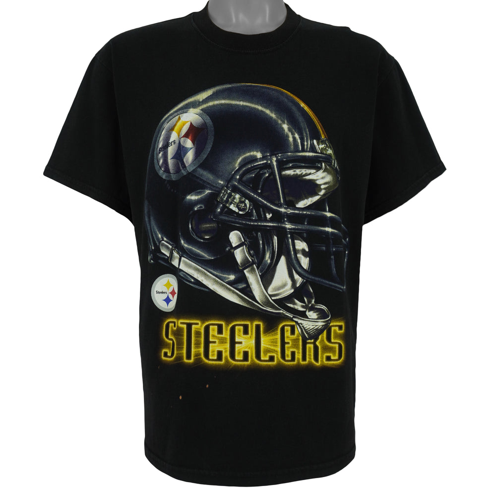 NFL (M&O) - Pittsburgh Steelers Helmet T-Shirt 1990s Large Vintage Retro Football
