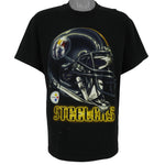 NFL (M&O Knits) - Pittsburgh Steelers Helmet T-Shirt 1990s Large