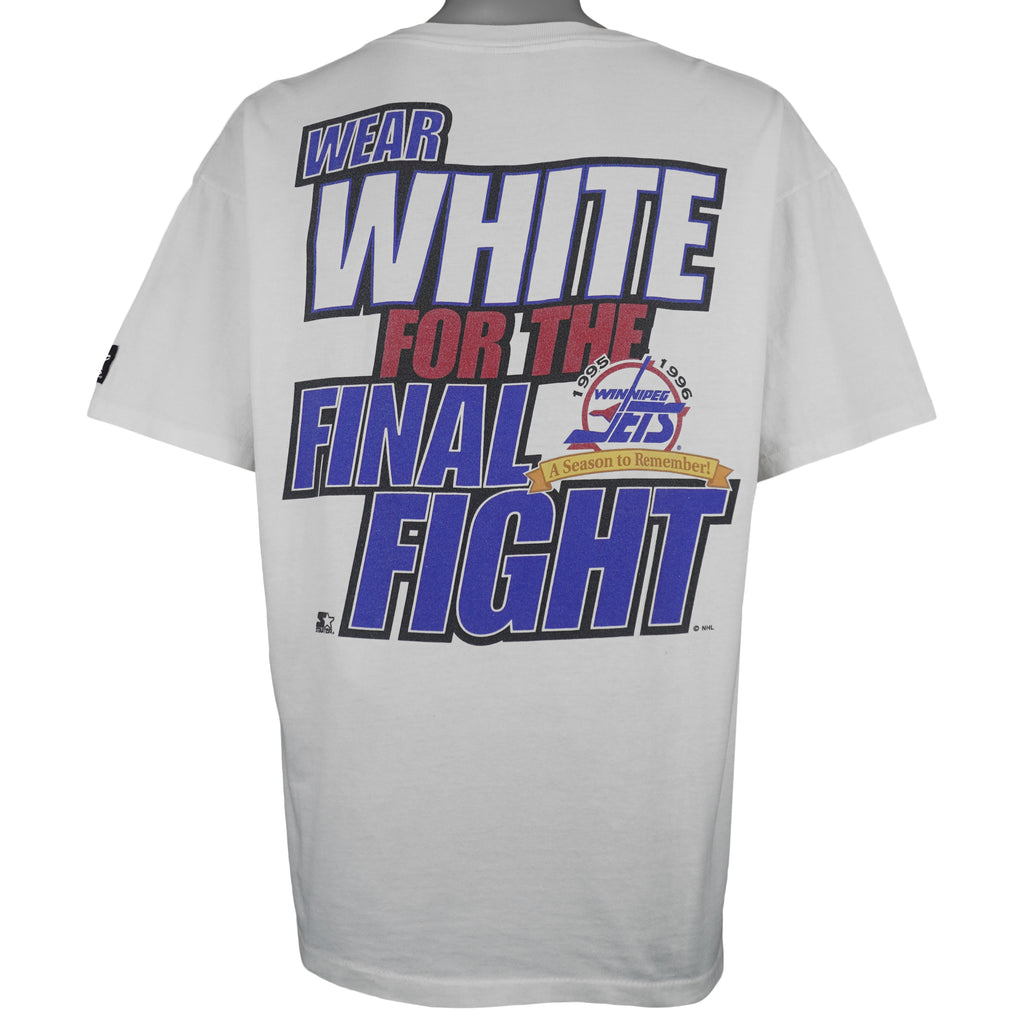 Starter - NHL Winnipeg Jets Playoffs Single Stitch T-Shirt 1996 Large Vintage Retro Hockey