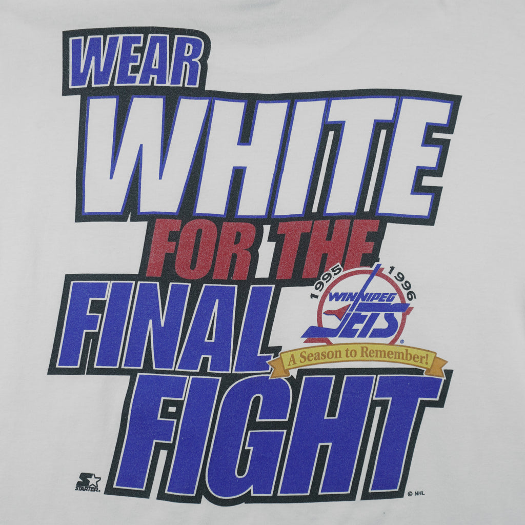 Starter - NHL Winnipeg Jets Playoffs Single Stitch T-Shirt 1996 Large Vintage Retro Hockey