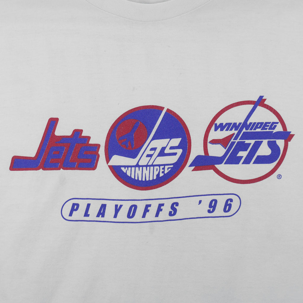 Starter - NHL Winnipeg Jets Playoffs Single Stitch T-Shirt 1996 Large Vintage Retro Hockey