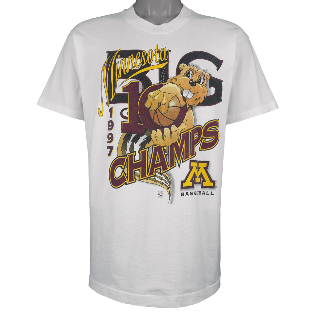 NCAA - Minnesota Golden Gophers Big Champs T-Shirt 1997 Large Vintage Retro Basketball