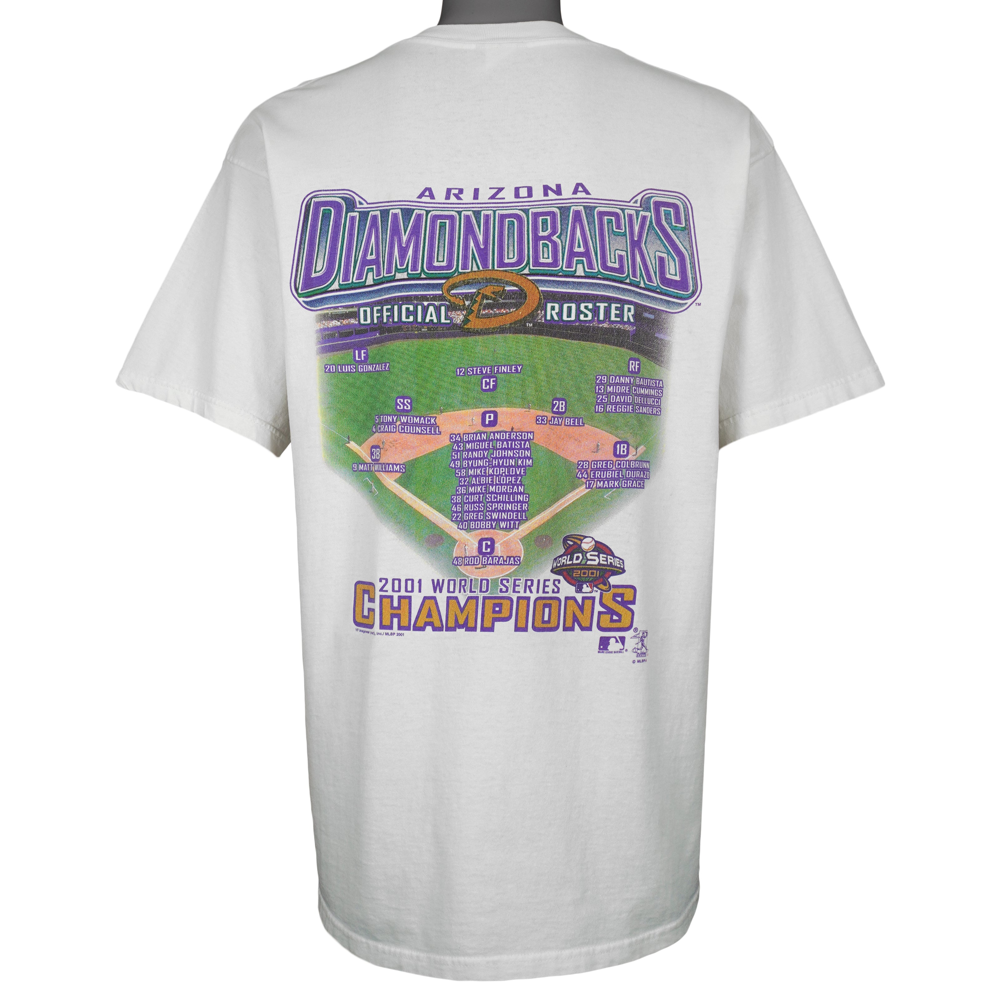 MLB (Lee) - Arizona Diamondbacks Baseball Helmet T-Shirt 2001 Large Vintage Retro Baseball