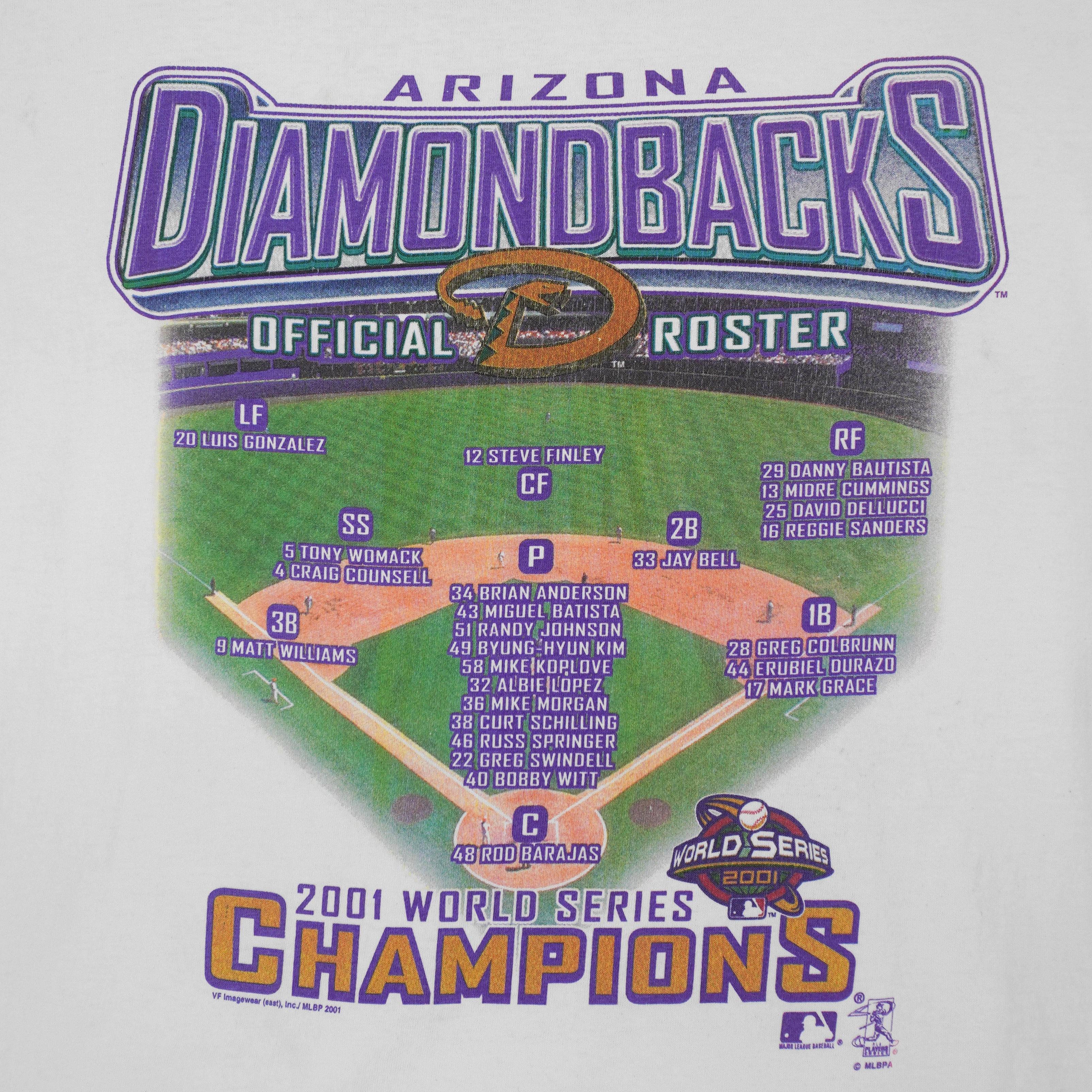 MLB (Lee) - Arizona Diamondbacks Baseball Helmet T-Shirt 2001 Large Vintage Retro Baseball