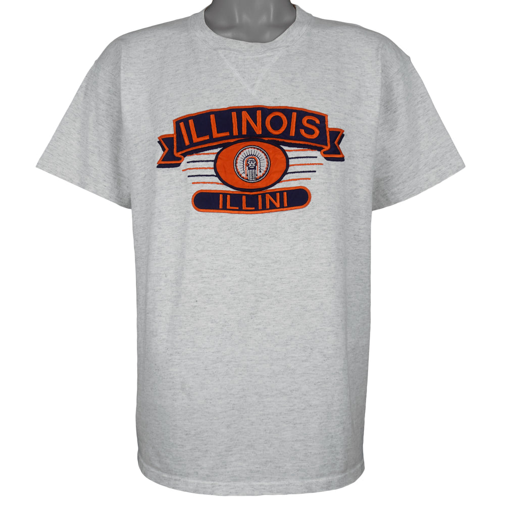 NCAA (MidWest) - Illinois Fighting Illini Embroidered T-Shirt 1990s Medium Vintage Retro