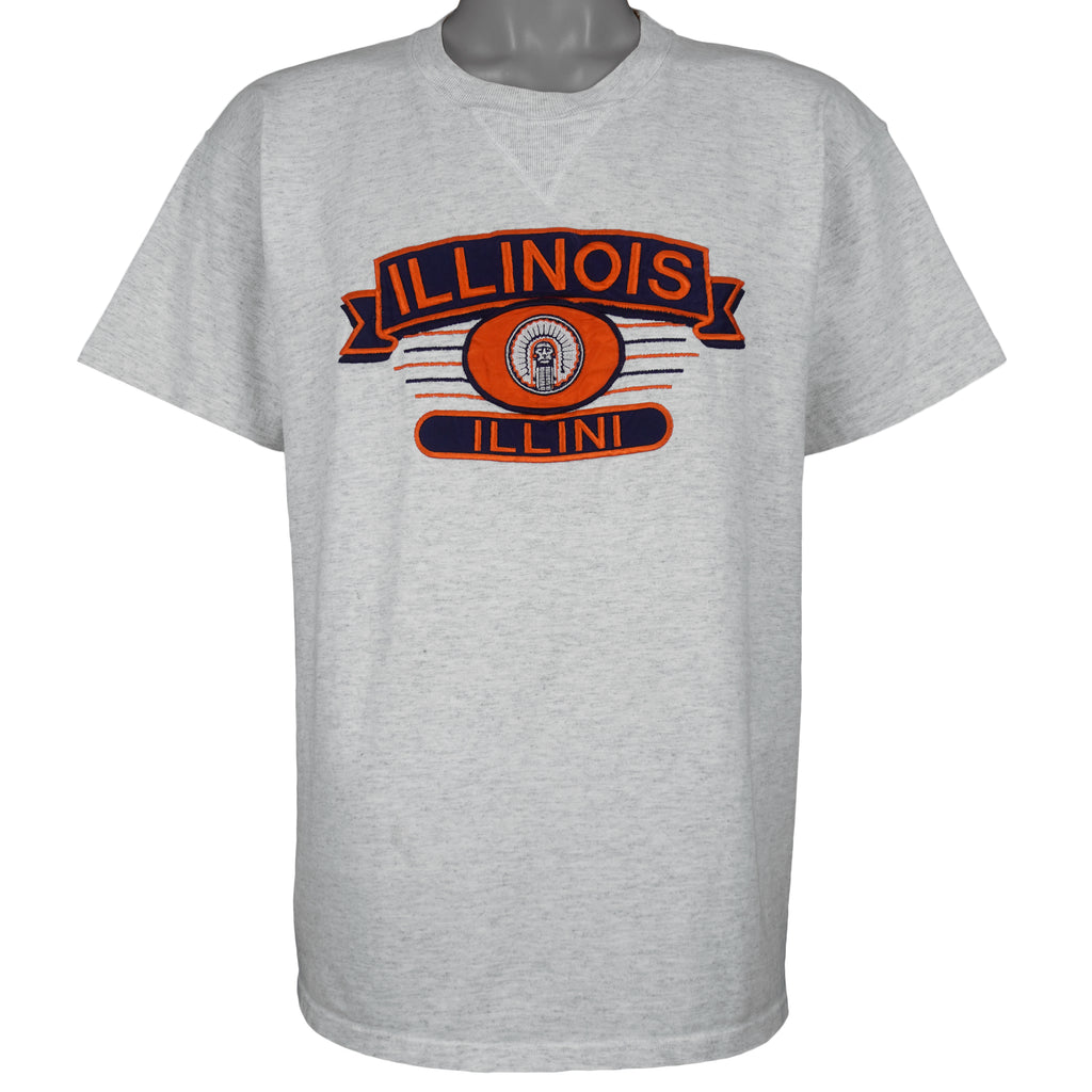NCAA (MidWest) - Illinois Fighting Illini Embroidered T-Shirt 1990s Medium Vintage Retro