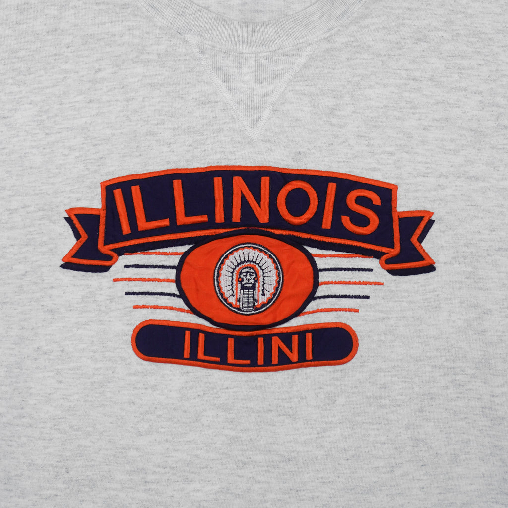NCAA (MidWest) - Illinois Fighting Illini Embroidered T-Shirt 1990s Medium Vintage Retro