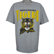 NCAA (Nutmeg Mills) - Grey Missouri Tigers Big Logo T-Shirt 1990s X-Large Vintage Retro