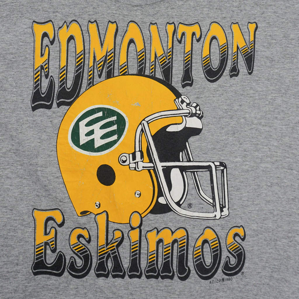 CFL (Softwear) - Edmonton Eskimos Football Helmet T-Shirt 1990 X-Large Vintage Retro Football