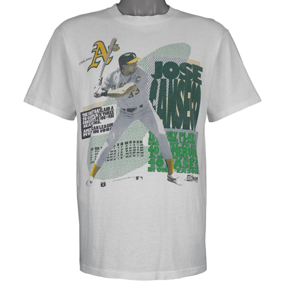 MLB (Salem) - Oakland Athletics Jose Canseco Player T-Shirt 1990 Medium Vintage Retro Baseball