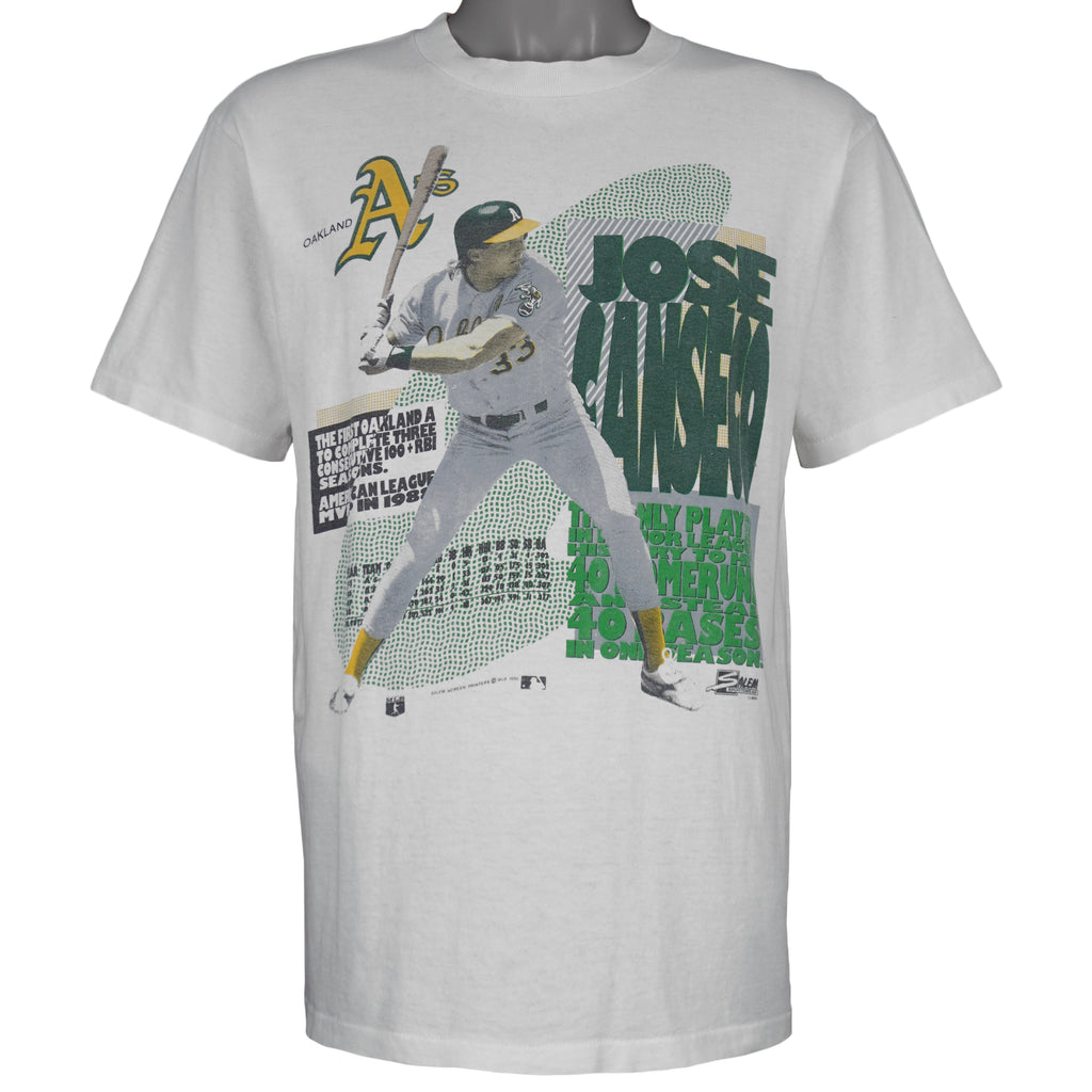 MLB (Salem) - Oakland Athletics Jose Canseco Player T-Shirt 1990 Medium Vintage Retro Baseball