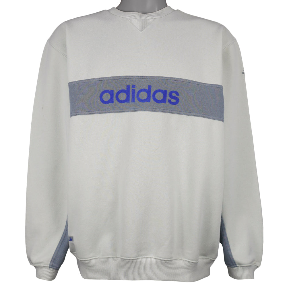 Adidas - Grey Crew Neck Sweatshirt 1990s Medium Vintage Retro