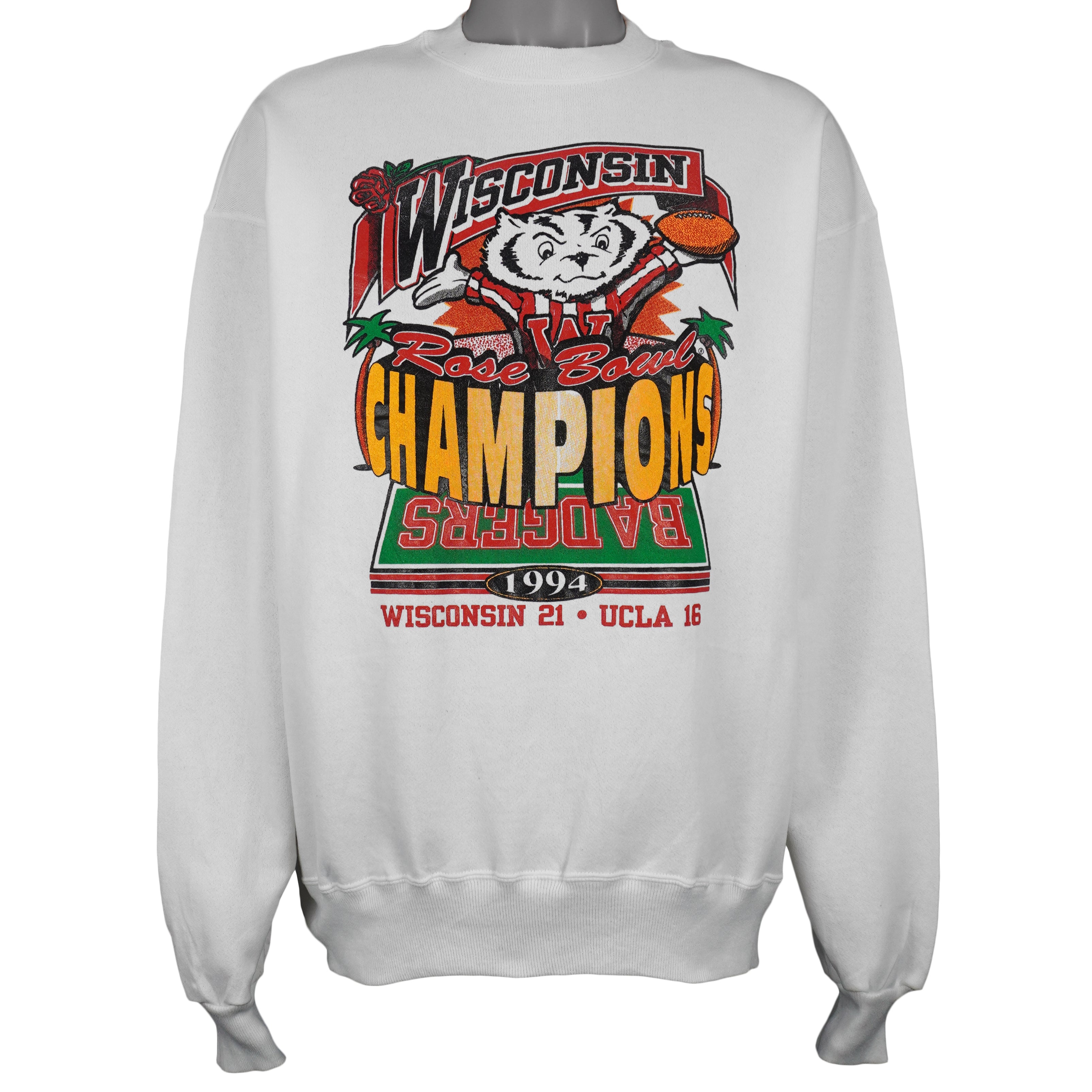 NCAA (Hanes) - Wisconsin Badgers Rose Bowl Sweatshirt 1994 XX-Large Vintage Retro