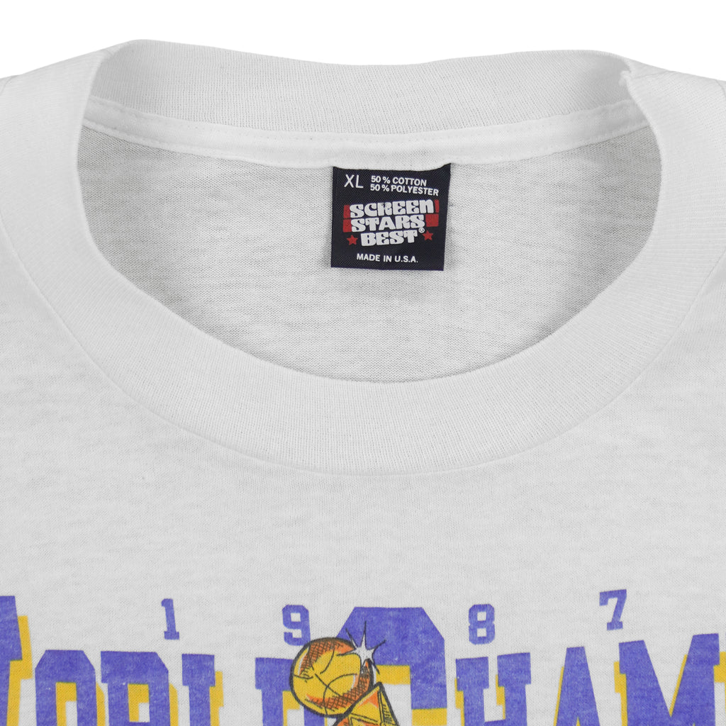 NBA - Los Angeles Lakers World Champs Caricature T-Shirt 1987 X-Large Vintage Retro Basketball