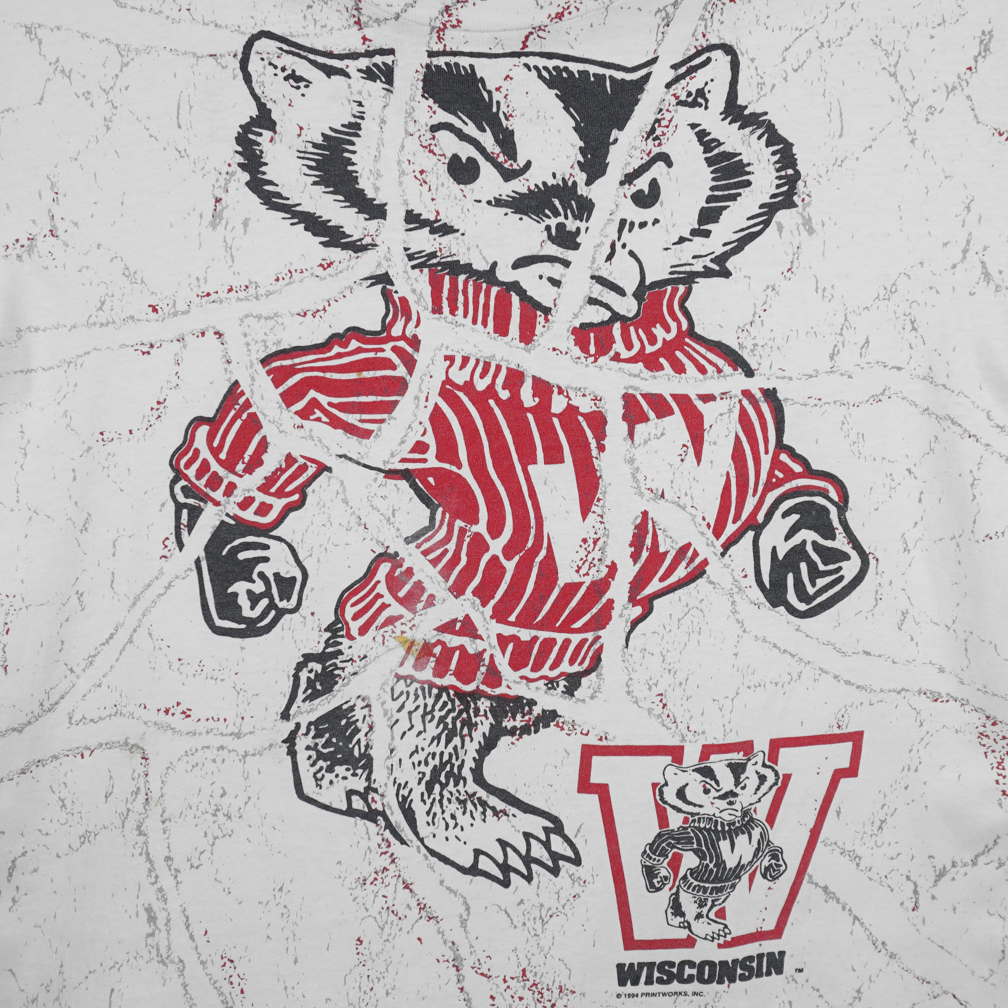 NCAA - Wisconsin Badgers All Over Print T-Shirt 1994 Large Vintage Retro